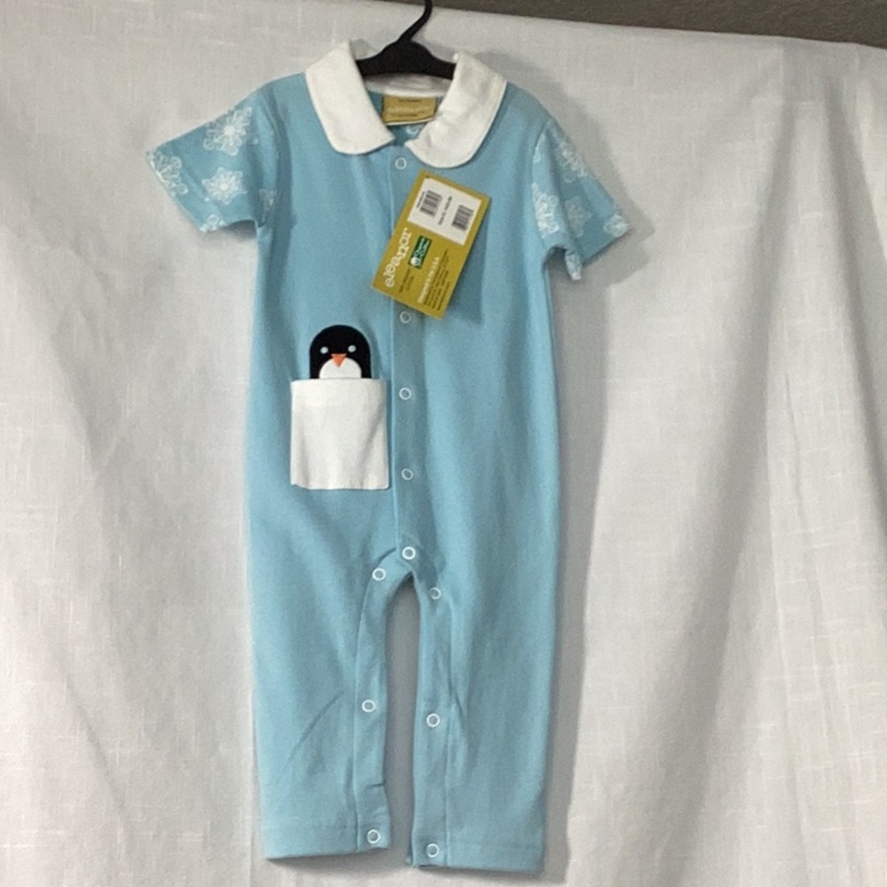 Eleanor footless blue onesie.NWT Size 9 months Organic cotton.Designed in U.S.A.